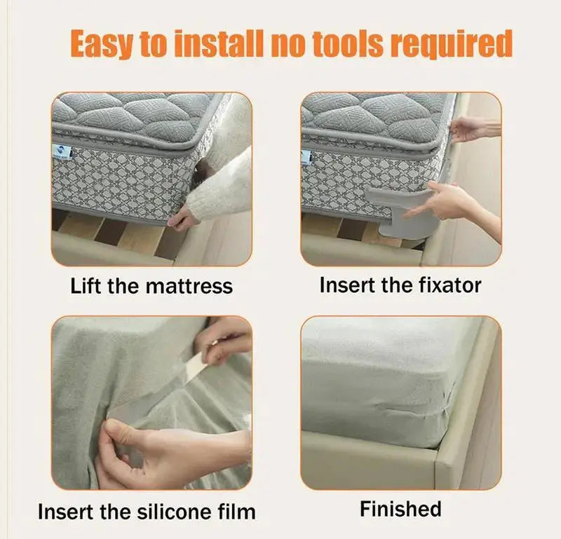 Bed Sheet Holder with Locking Clips, Corner Fitted for Standard Mattress Sizes