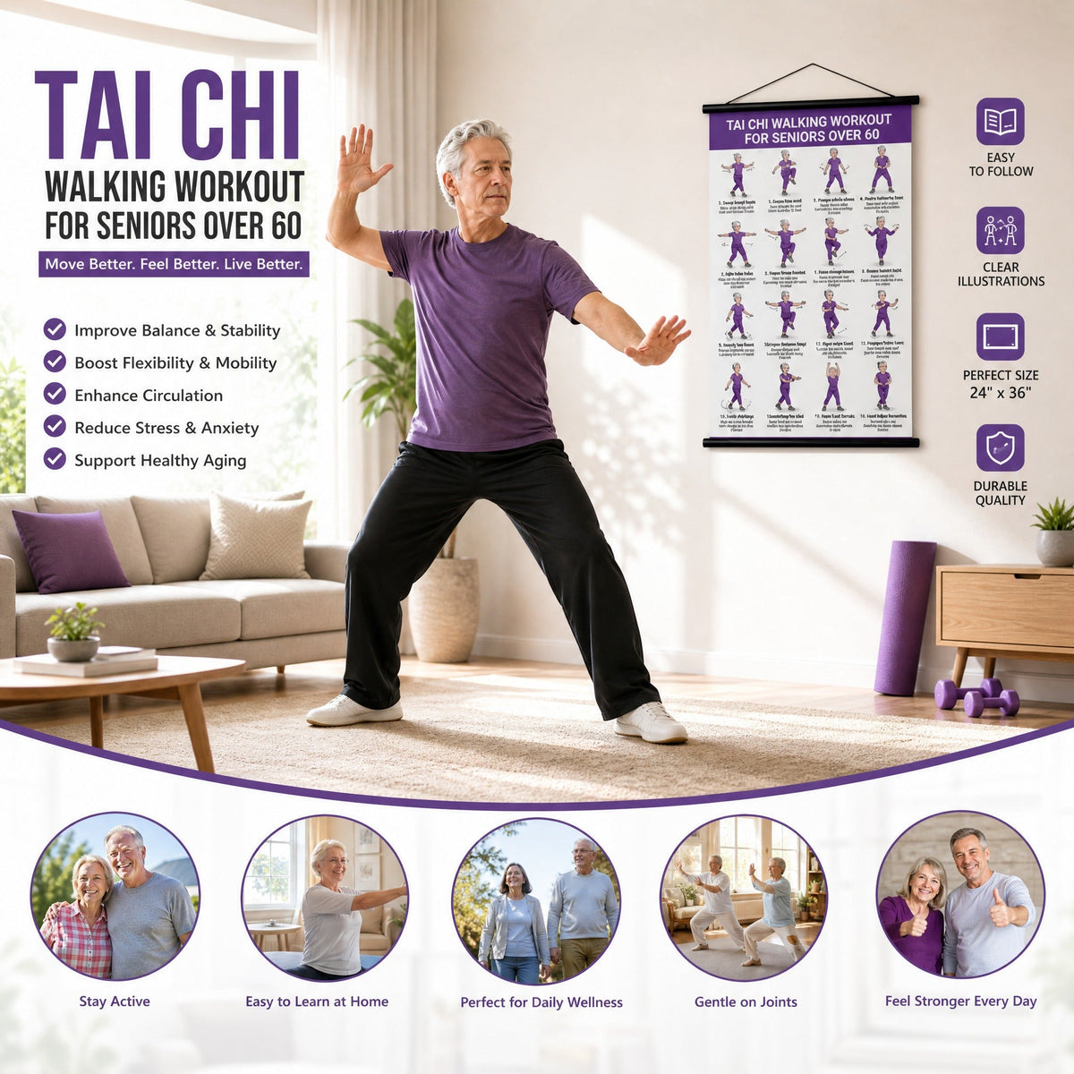 Gentle Tai Chi for Seniors: Seated & Standing Exercises_16 x 24 inches