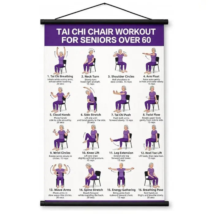 🔥Tai Chi Chair Workout Chart for Seniors (16 x 24 inches)