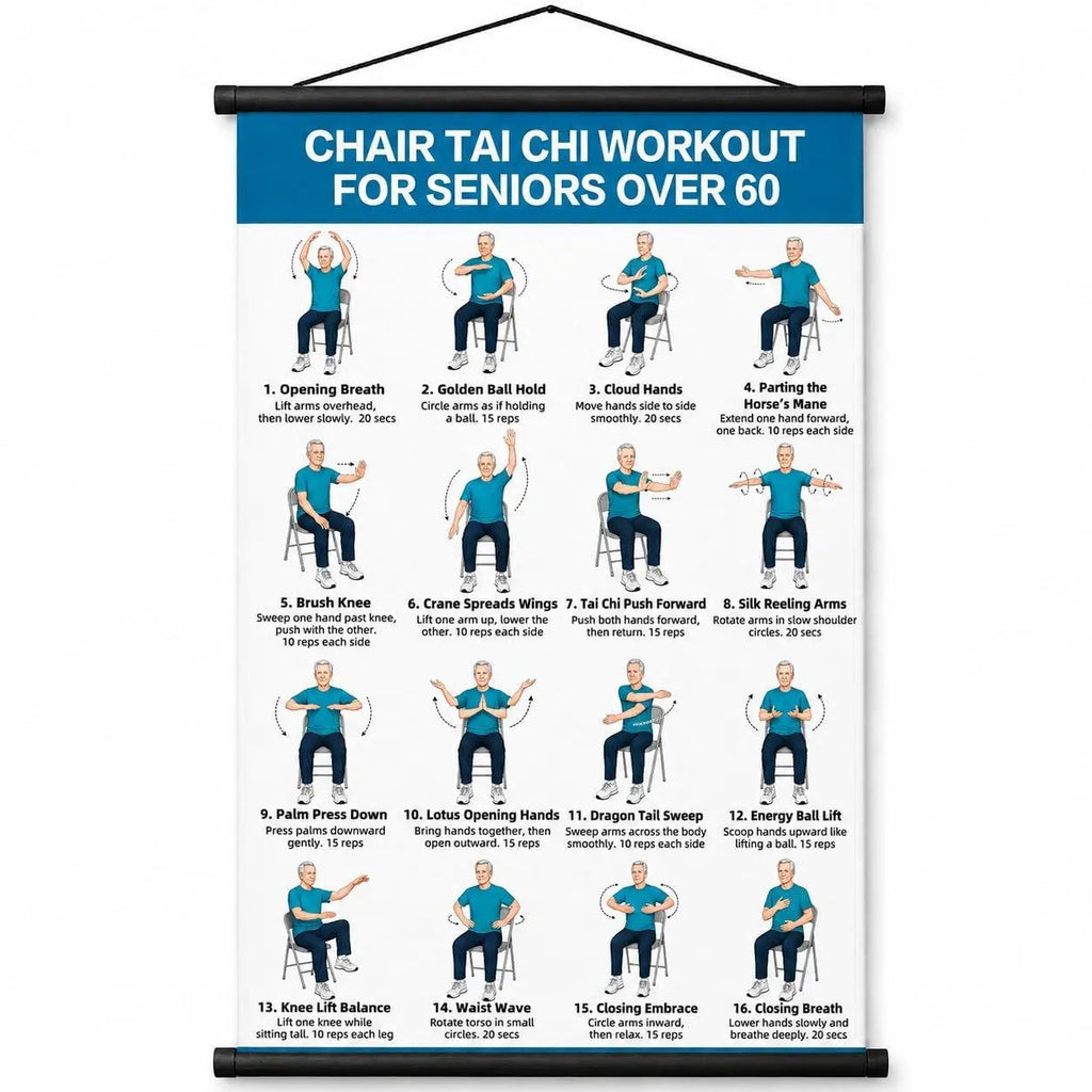 🔥Tai Chi Chair Workout Chart for Seniors (16 x 24 inches)