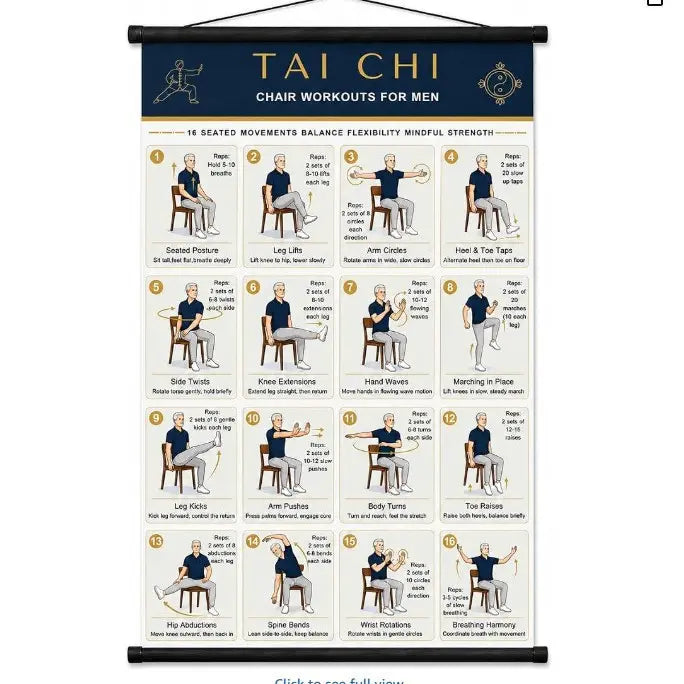 🔥Tai Chi Chair Workout Chart for Seniors (16 x 24 inches)