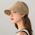 Women's Wide Brim Sun Visor Hat - UPF 50+ Open Top Cap for Ponytails, Golf, and Beach