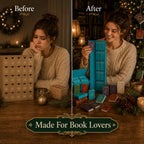 Tiny Bookery Advent Calendar, 25‑Day Mini Book Ornaments | Christmas Countdown Gift for Book Lovers