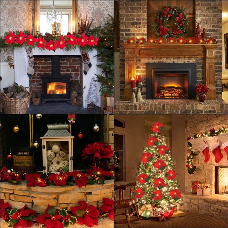 ✨ Christmas Poinsettia LED Garland String Lights