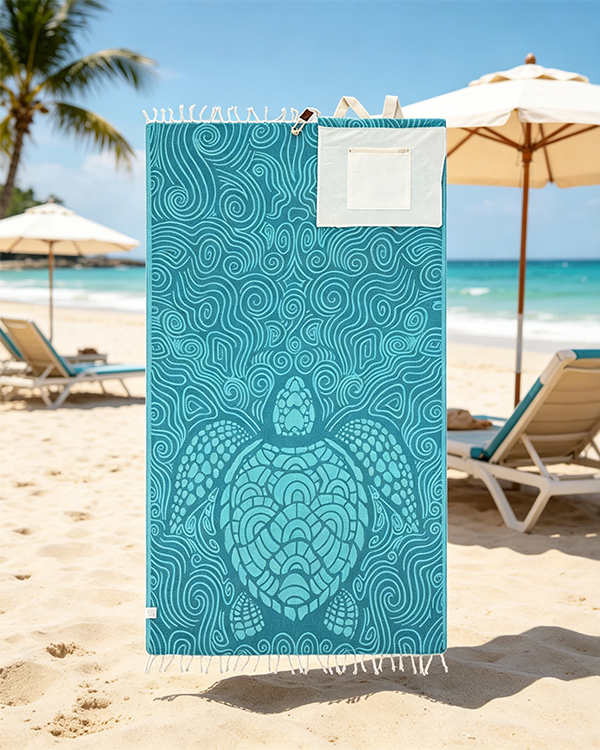 🏖️2-in-1 Turkish Cotton Towel Bag with Inner Zip Pocket & Sand-Repelling Fabric