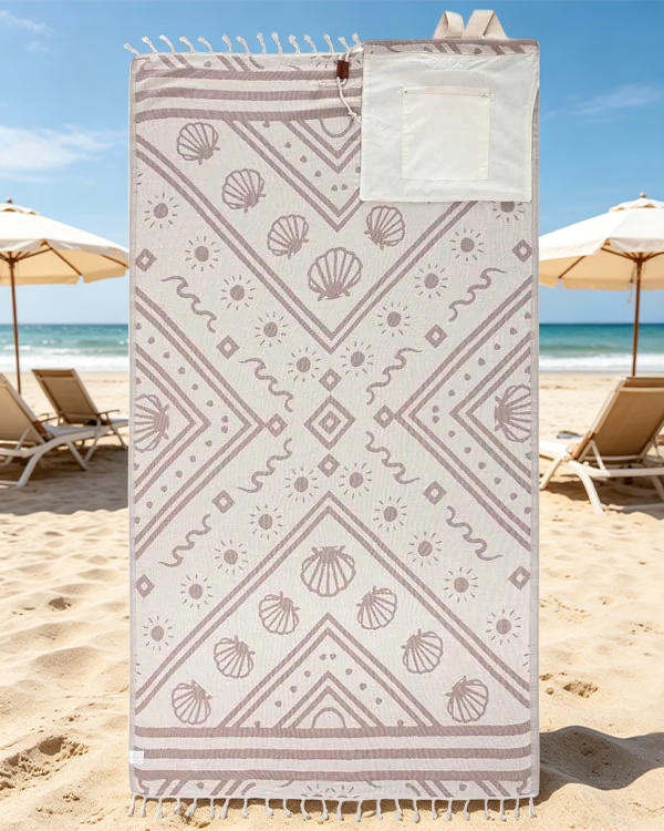 🏖️2-in-1 Turkish Cotton Towel Bag with Inner Zip Pocket & Sand-Repelling Fabric