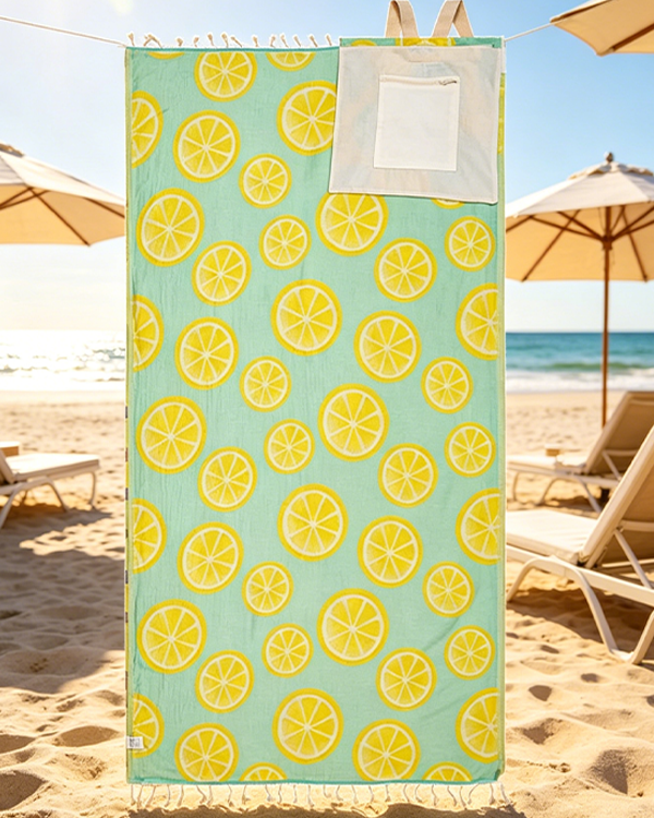 🏖️2-in-1 Turkish Cotton Towel Bag with Inner Zip Pocket & Sand-Repelling Fabric