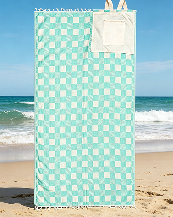 🏖️2-in-1 Turkish Cotton Towel Bag with Inner Zip Pocket & Sand-Repelling Fabric