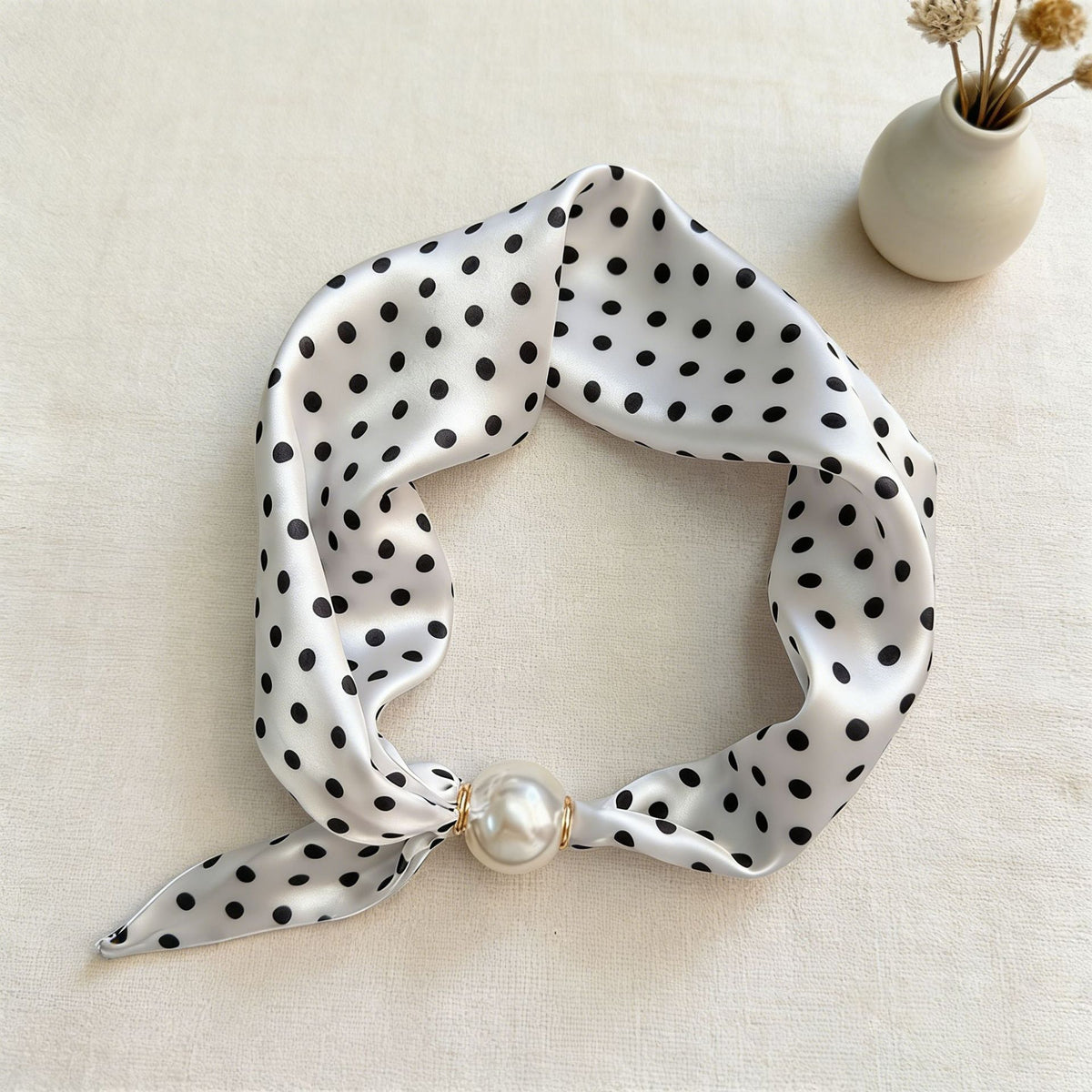 VSSAL Pop-On Pearl Magnetic Scarf — Hidden Clasp Necklace & Scarf in One