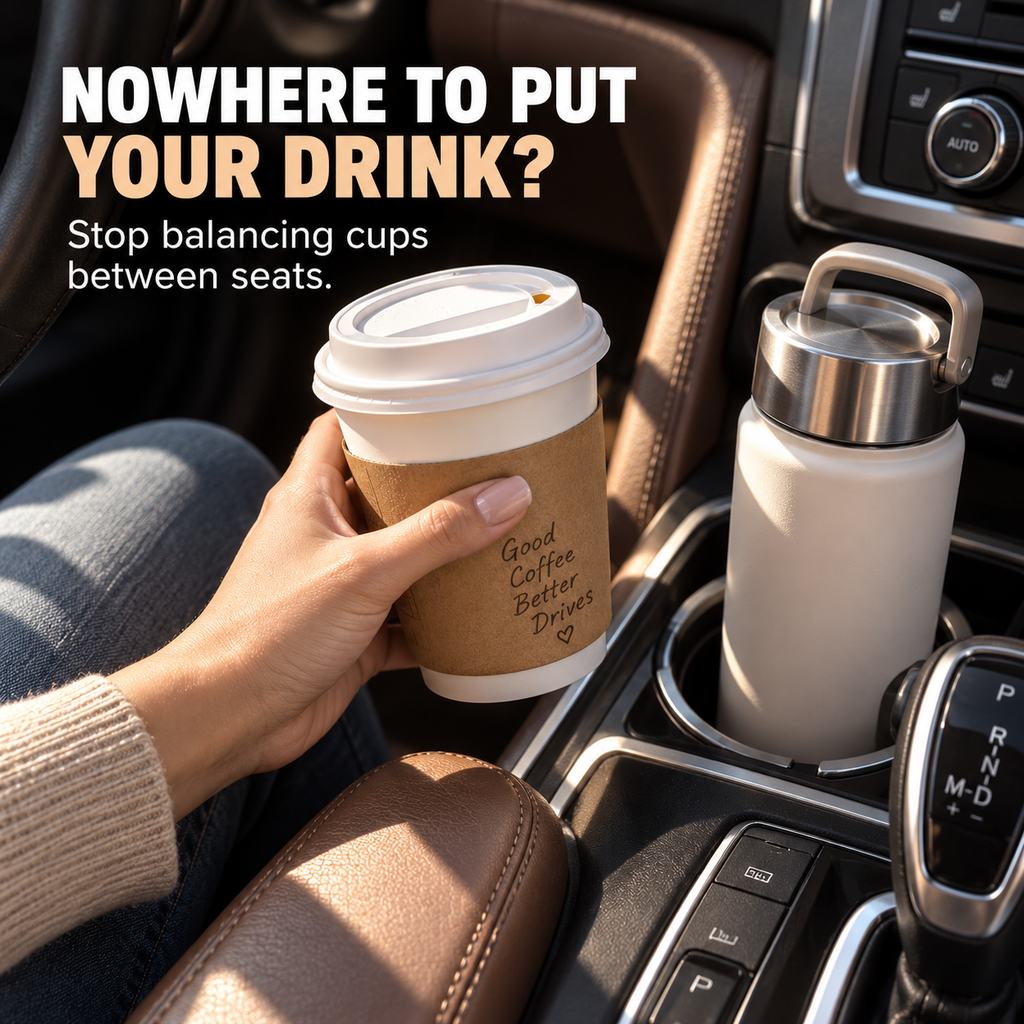 🚗 Universal Foldable Car Cup Holder – Space-Saving Drink & Phone Holder