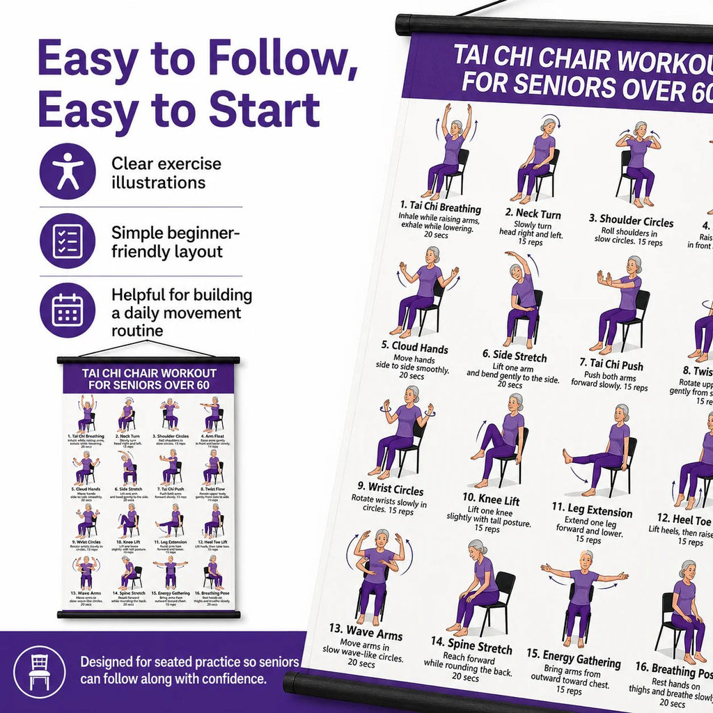 🔥Tai Chi Chair Workout Chart for Seniors (16 x 24 inches)