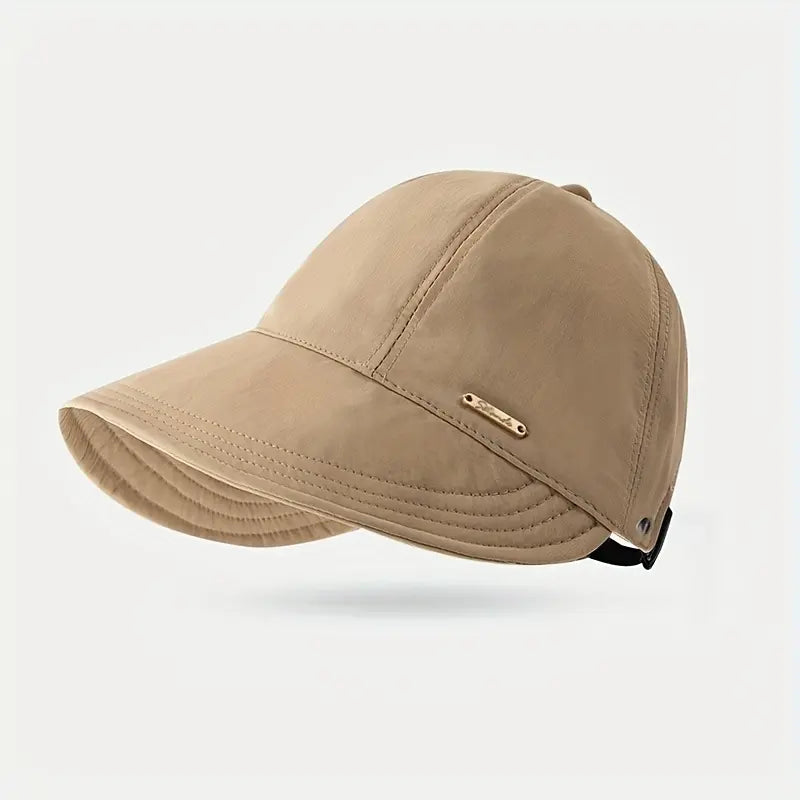 Women's Wide Brim Sun Visor Hat - UPF 50+ Open Top Cap for Ponytails, Golf, and Beach