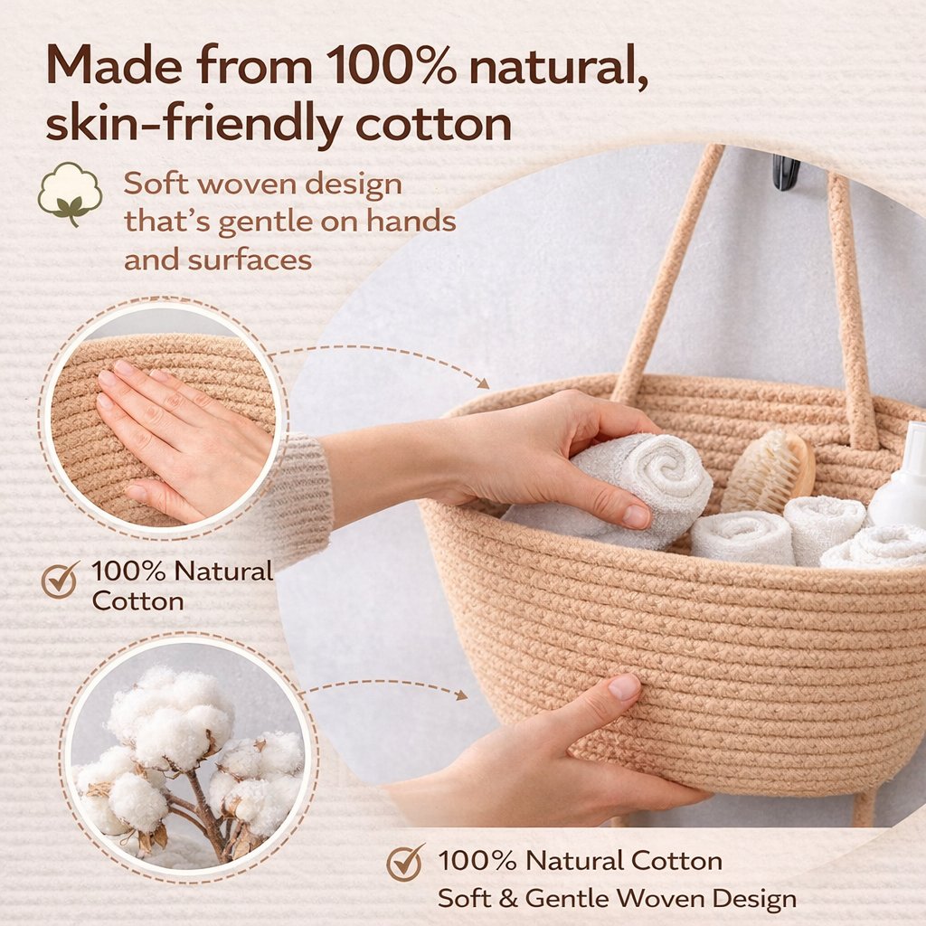 Woven cotton 3-Tier Over the Door Basket