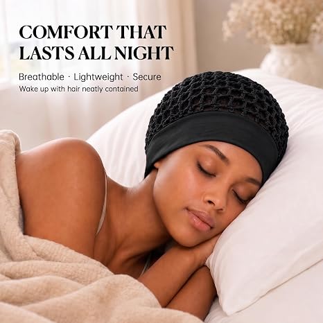 Wide-Edge Stretchy Sleeping Cap, Soft Breathable Hair Bonnet for Sleep
