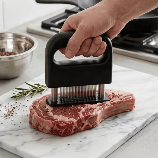 🥩 Professional Meat Tenderizer | Spring-loaded Design