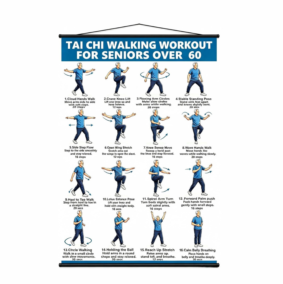 Gentle Tai Chi for Seniors: Seated & Standing Exercises (16 x 24 inches)