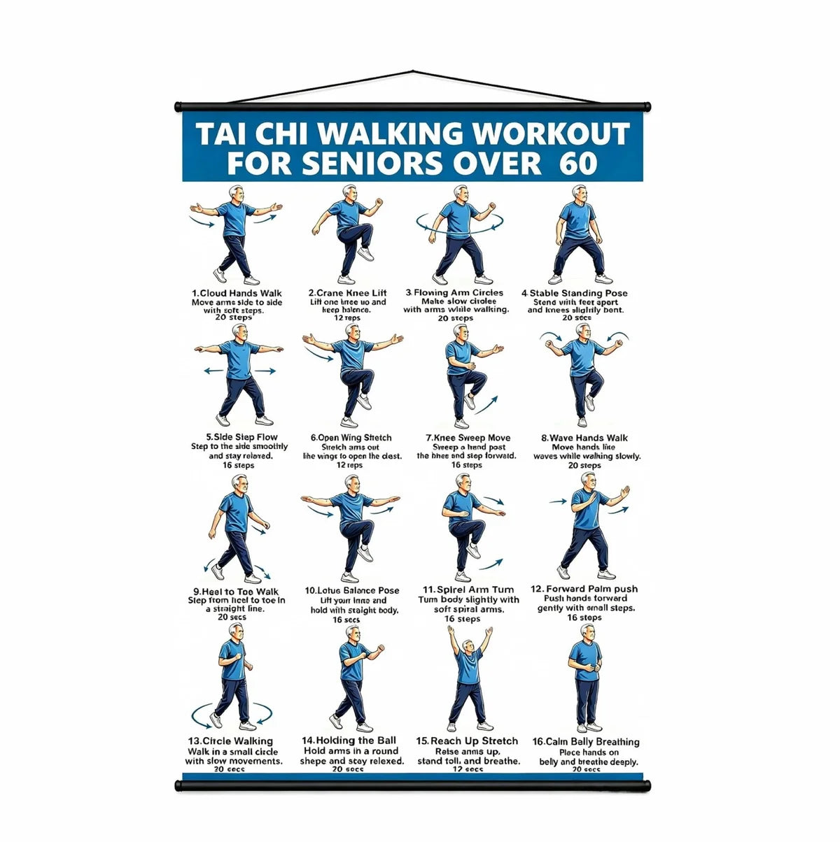 Gentle Tai Chi for Seniors: Seated & Standing Exercises——(16 x 24 inches)