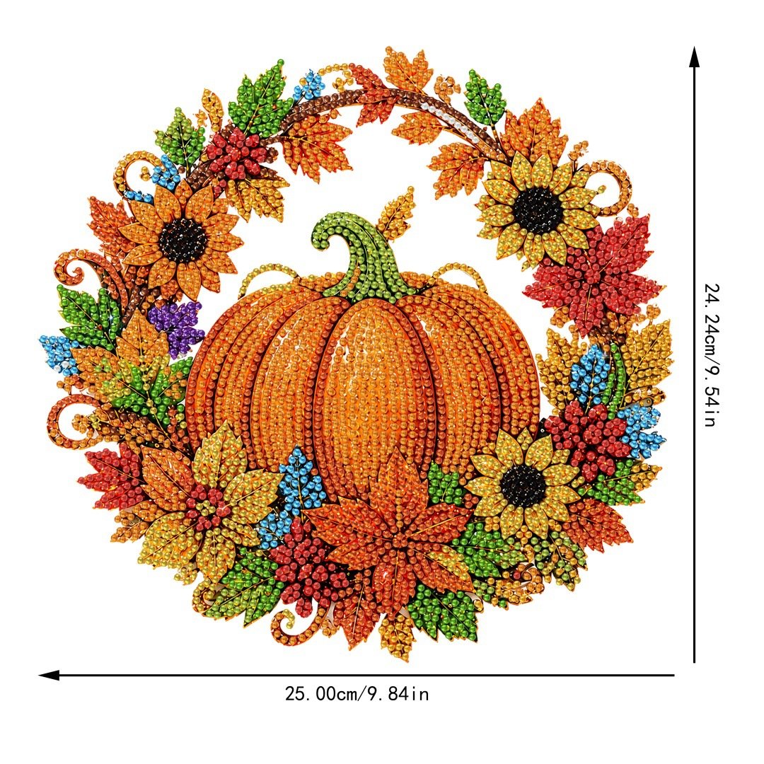 🎃 Fall Pumpkin Diamond Art Wreath – Cozy DIY Autumn Decor