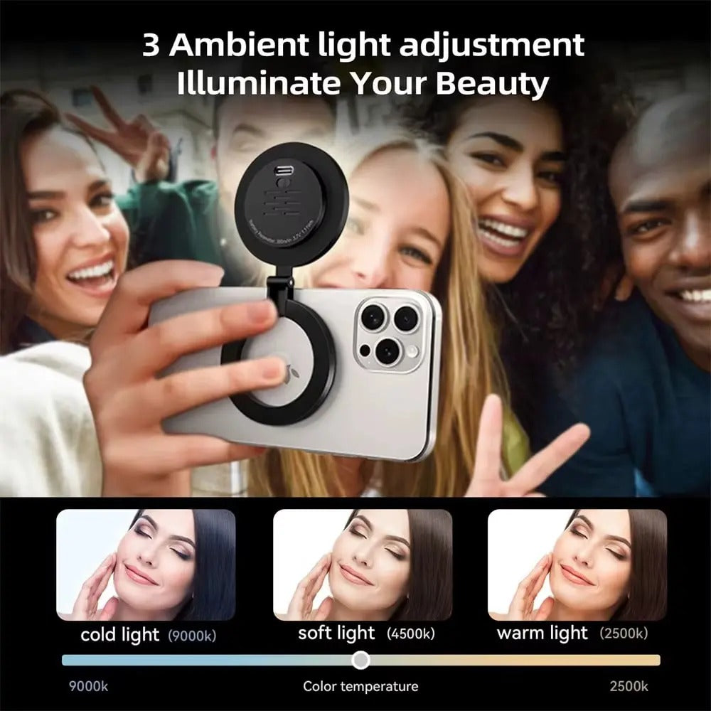 🔥Magnetic 3-Color Snap-On Rechargeable Phone Fill Light