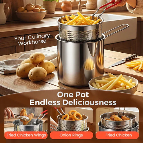 304 Stainless Steel Multifuntional Fryer-Avoid Burns