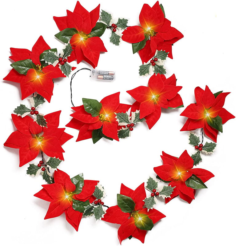 ✨ Christmas Poinsettia LED Garland String Lights