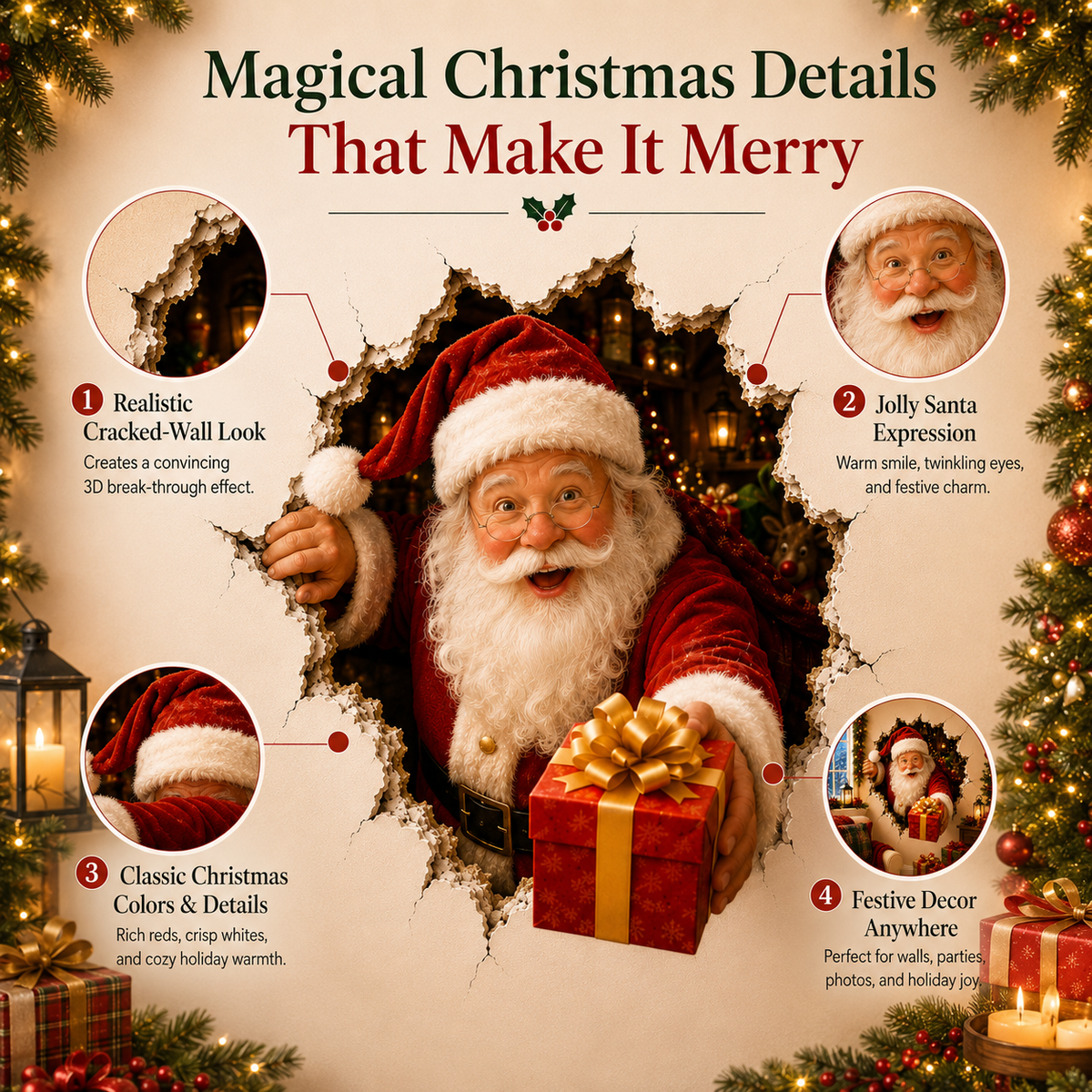 19.7'' Christmas Break-In 3D Wall Decal