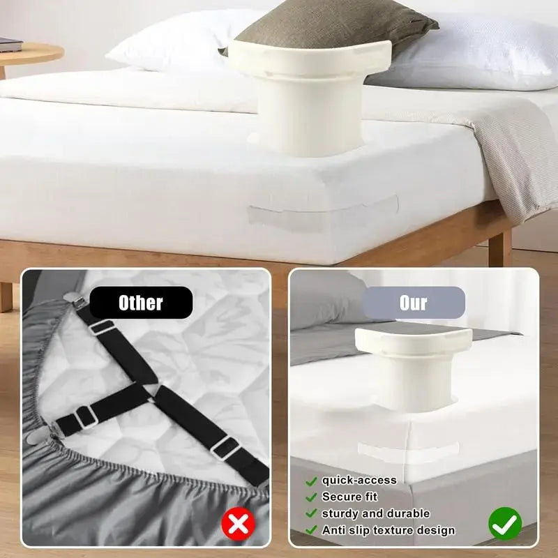 Bed Sheet Holder with Locking Clips, Corner Fitted for Standard Mattress Sizes