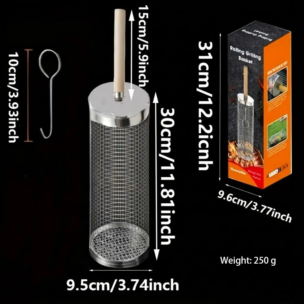 Heavy Duty Rolling Grill Basket Set | No More Food Falling Through