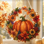 🎃 Fall Pumpkin Diamond Art Wreath – Cozy DIY Autumn Decor