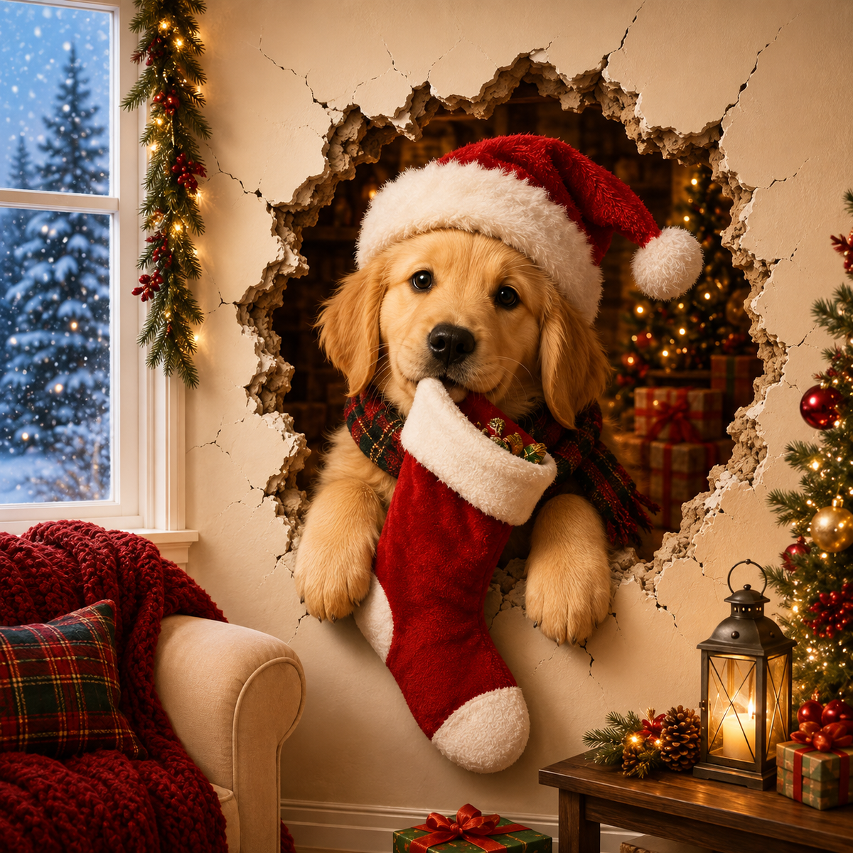 19.7'' Christmas Break-In 3D Wall Decal