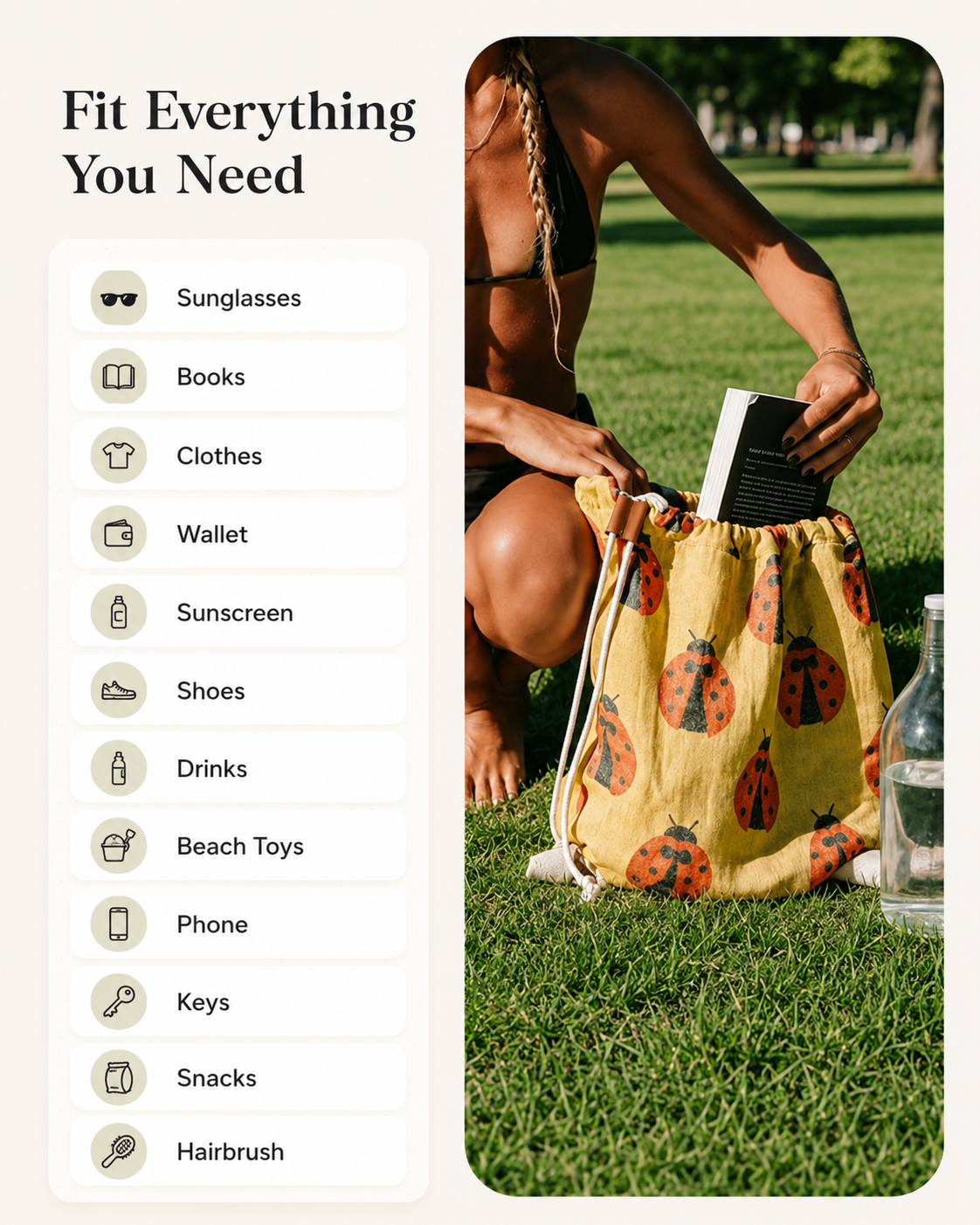 🏖️2-in-1 Turkish Cotton Towel Bag with Inner Zip Pocket & Sand-Repelling Fabric