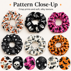 🎃 Hand-Illustrated Halloween Scrunchie Collection (6pc, Limited Batch)