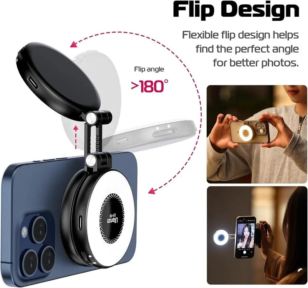 🔥Magnetic 3-Color Snap-On Rechargeable Phone Fill Light