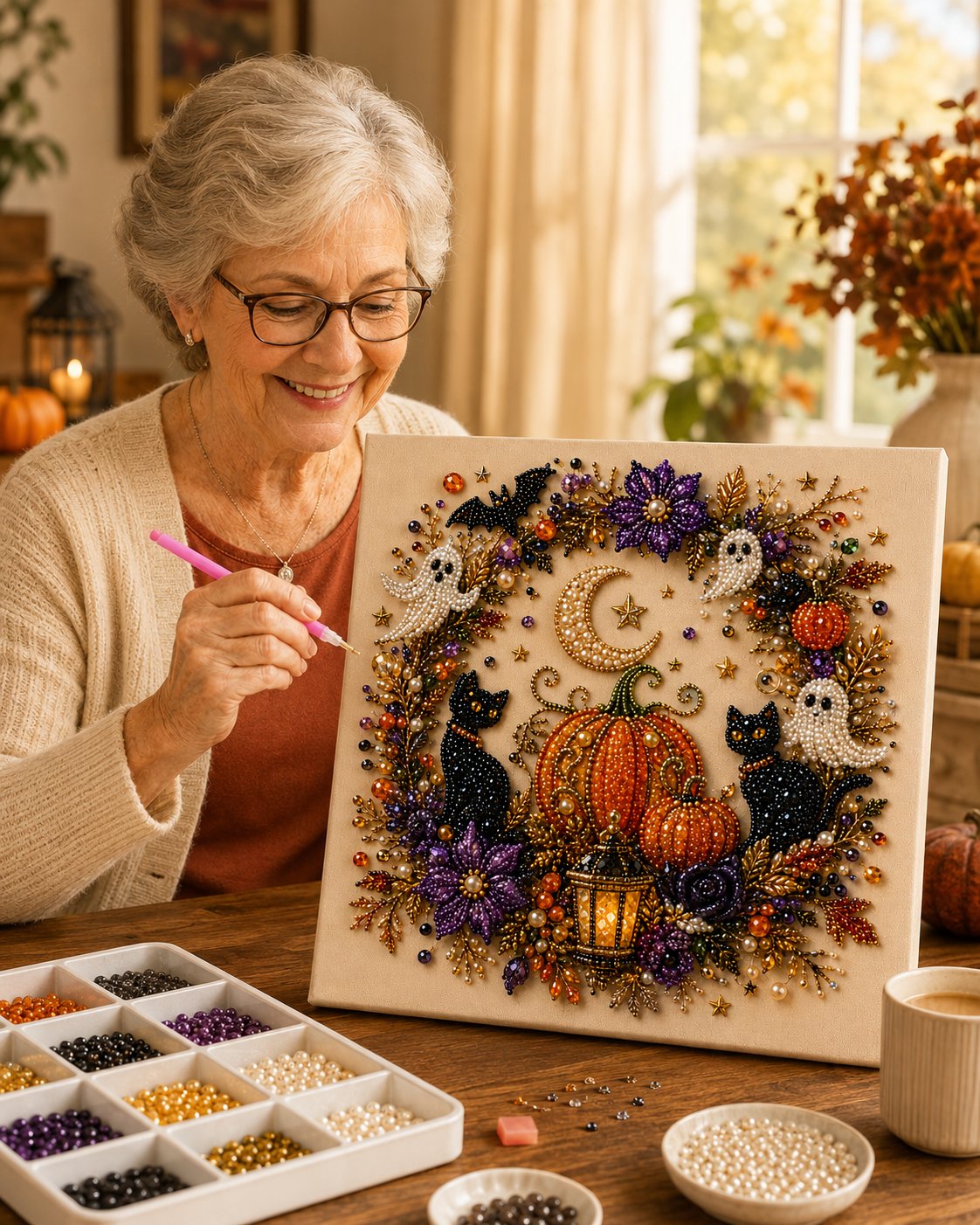 Halloween Ghost Pearl Art DIY Kit