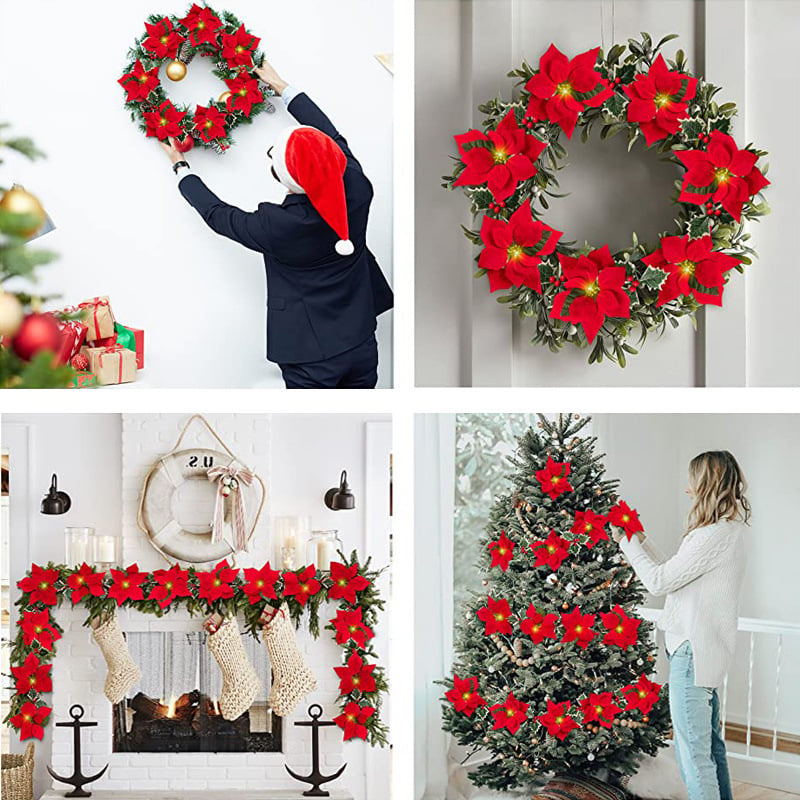 ✨ Christmas Poinsettia LED Garland String Lights