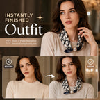 Plain neckline before and after adding a pearl magnetic scarf