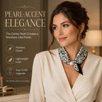 Center pearl accent on a short printed scarf