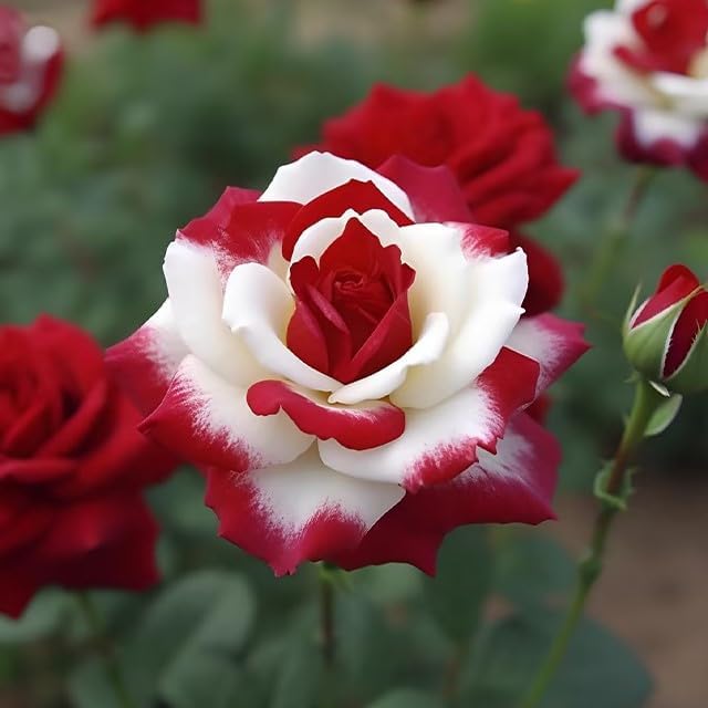Rare Twin Red White Rose Flower Seeds for Planting - Captivating Blooms Non GMO