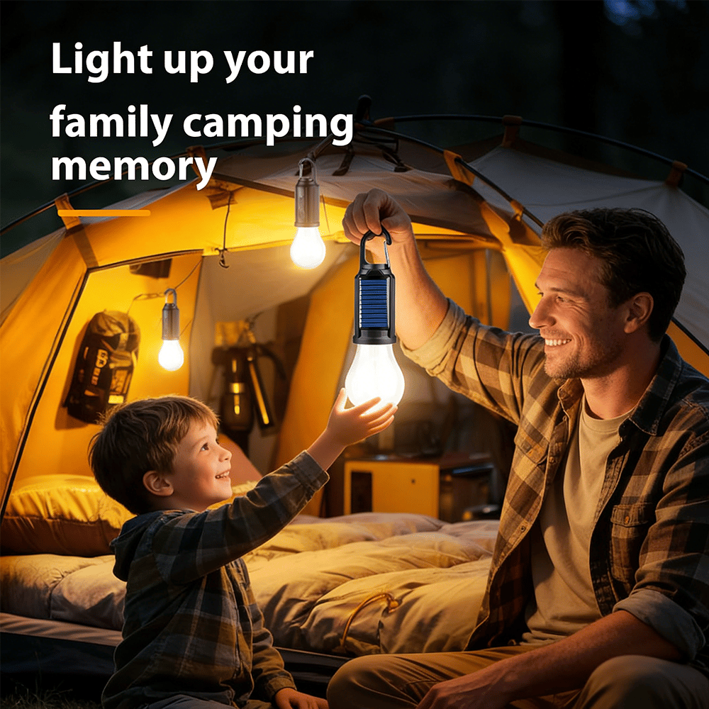 Portable Solar Camping Light Bulb – USB-C Rechargeable LED Tent Lantern