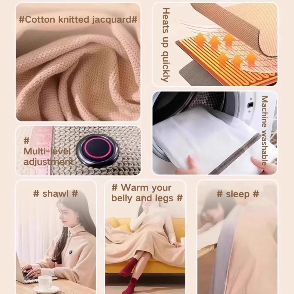 ❄️Heated Wearable Blanket – Stay Warm at Your Desk Without Bulky Layers 🔥（Power bank not included）
