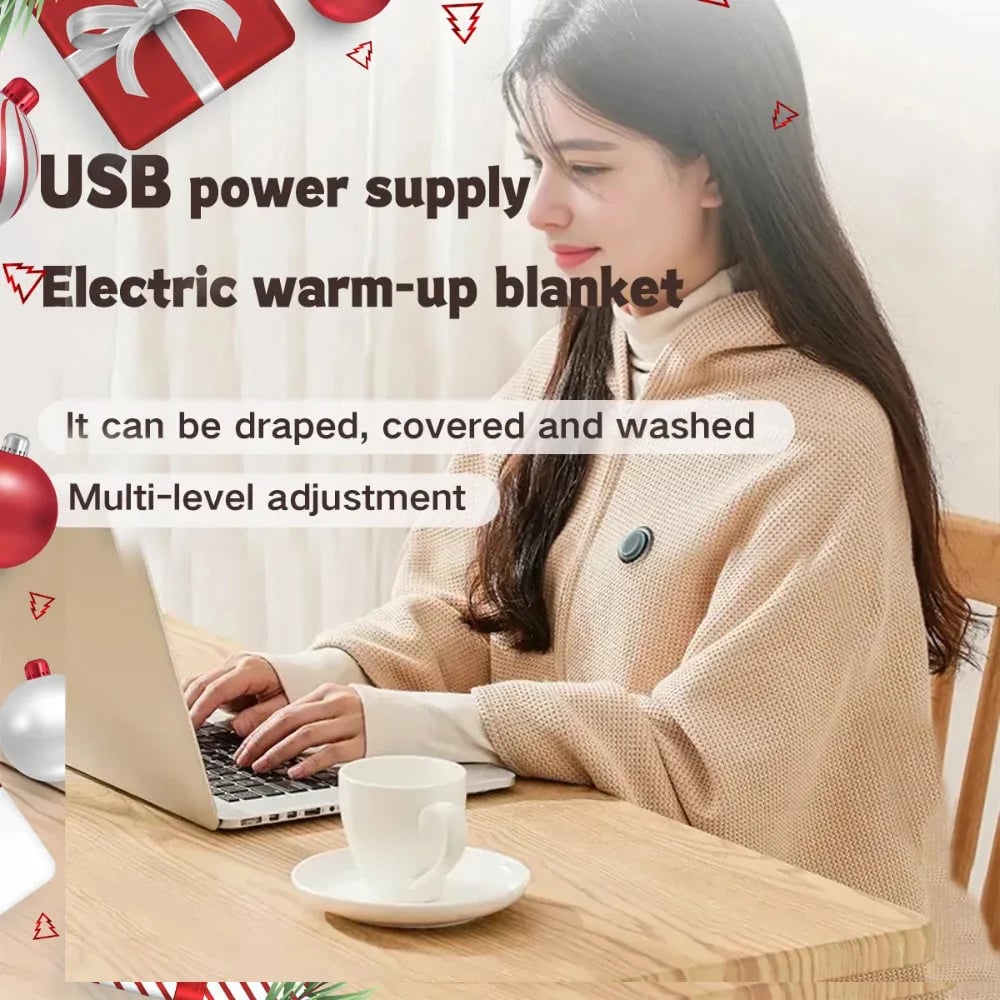 ❄️Heated Wearable Blanket – Stay Warm at Your Desk Without Bulky Layers 🔥（Power bank not included）