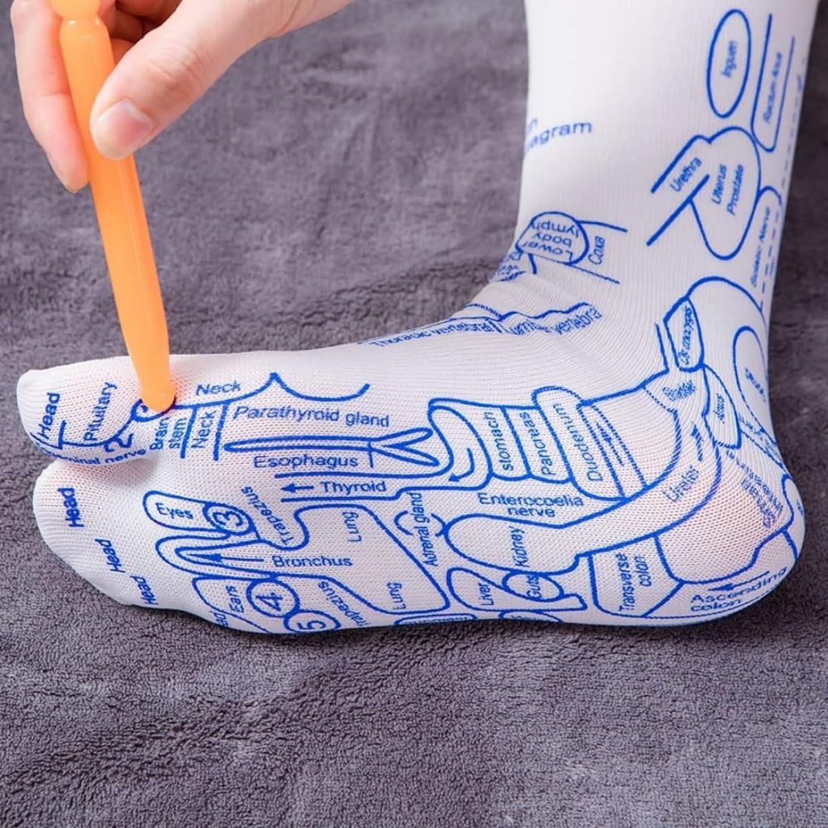 Reflexology Chart Socks with Trigger Point Massage Tool