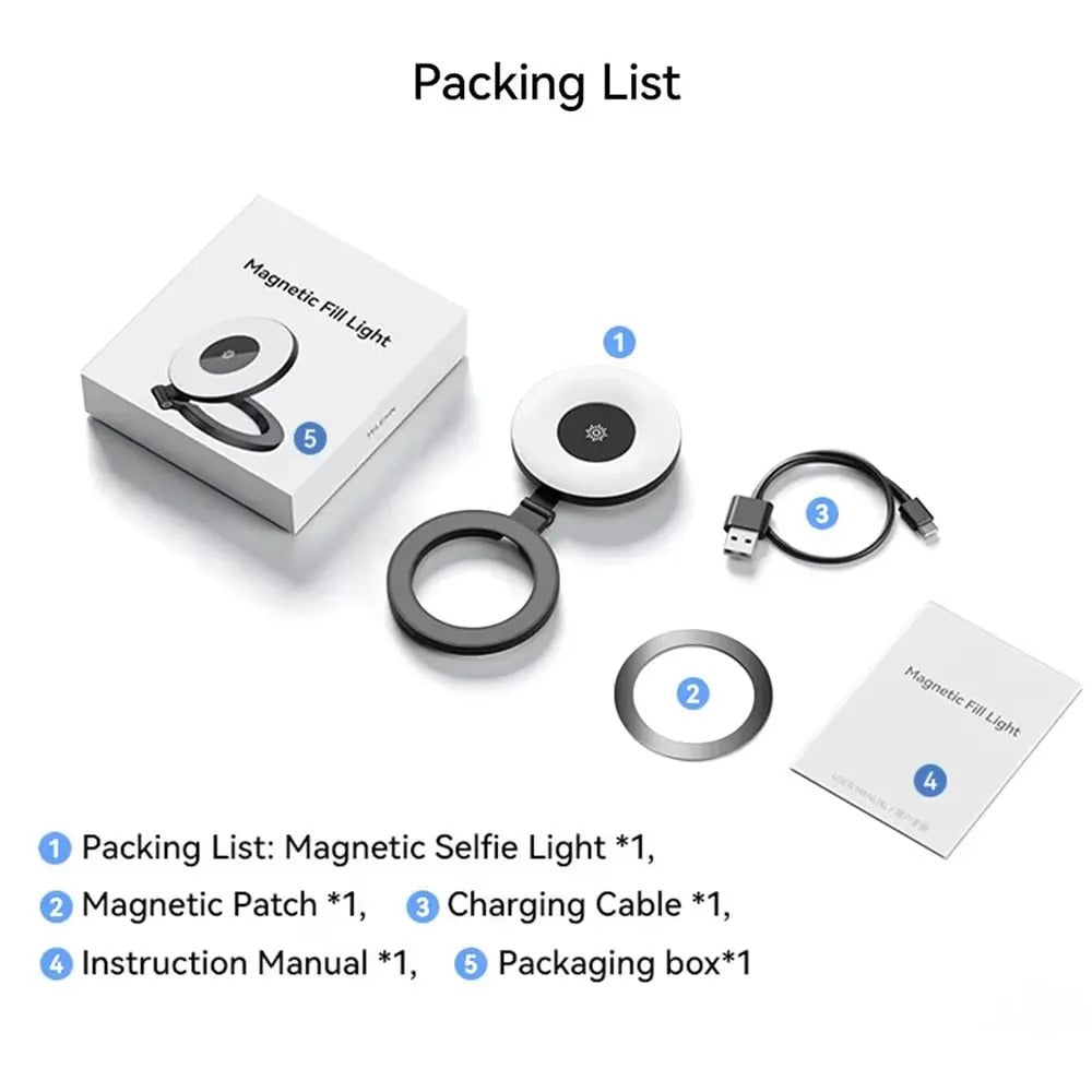 🔥Magnetic 3-Color Snap-On Rechargeable Phone Fill Light