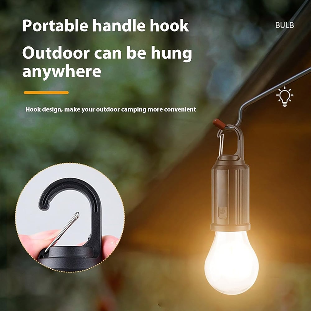 Portable Solar Camping Light Bulb – USB-C Rechargeable LED Tent Lantern
