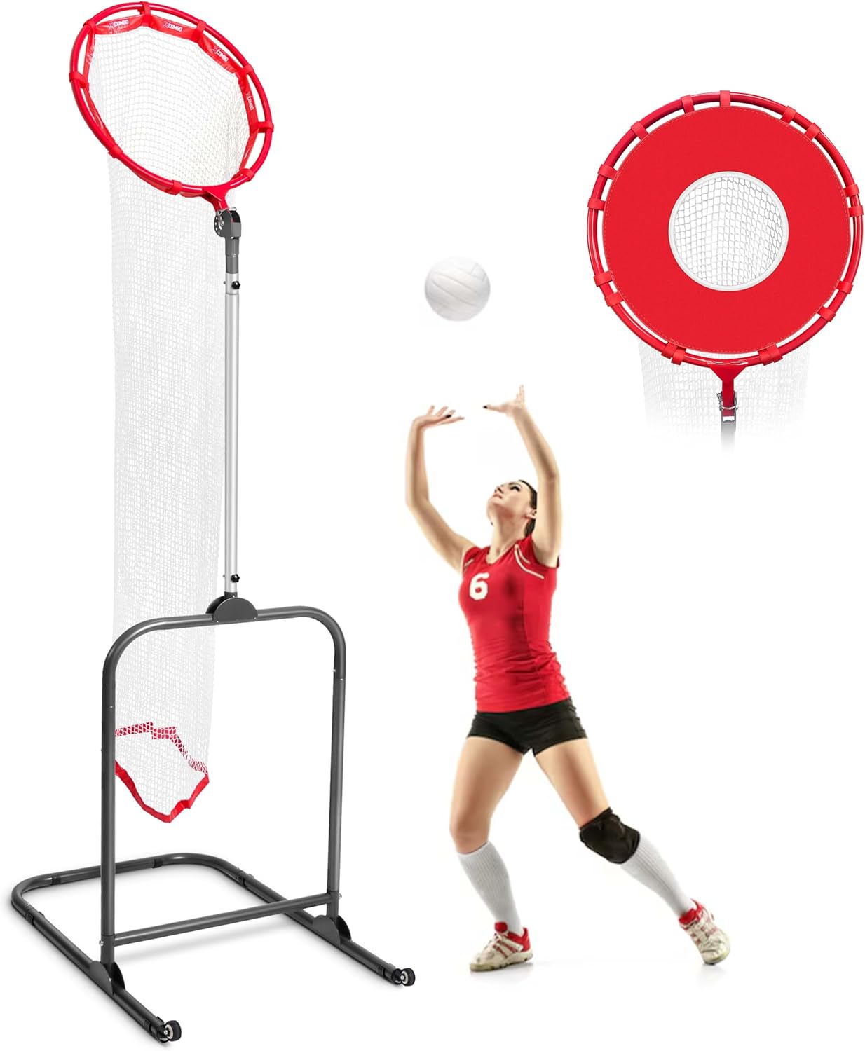 Volleyball Setter Trainer Net Setting Training Equipment Target Practice Indoor or Outdoor, Adjustable Height (4.6 ft-9.8 ft) and Angle for Serving Spiking Drills System