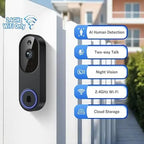 1080P Wireless Video Doorbell Camera with 2-Way Audio, AI Human Detection