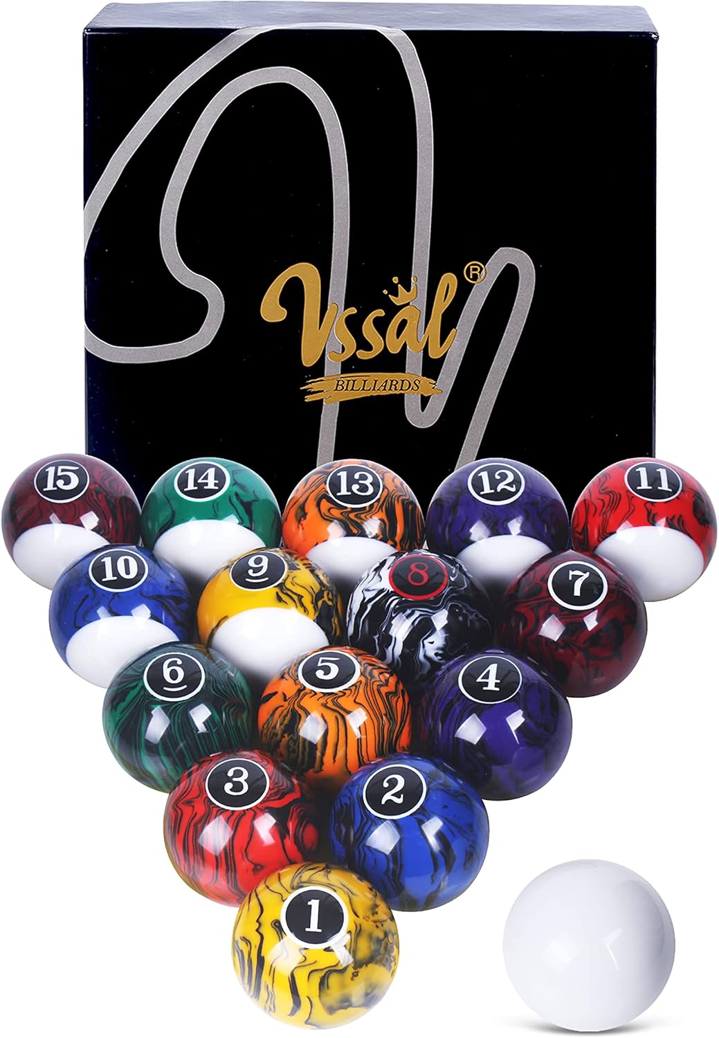 Billiard Balls Set Pool Table Balls Marble-Swirl & Classic Style 16 Ball Set