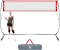 Volleyball Practice Net with with Patented 5-Height Adjustment (6'6'' to 8'), Portable Freestanding Training System for Backyard, Indoor or Outdoor, Heavy Duty & Easy Setup