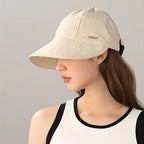 Women's Wide Brim Sun Visor Hat - UPF 50+ Open Top Cap for Ponytails, Golf, and Beach