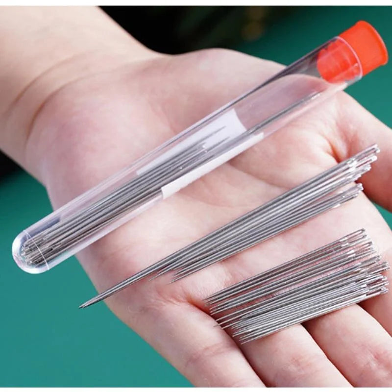 🧵34PCS Big Eye Steel Needles Set - Long & Thin Handmade Quilting & Sewing Needles Kit